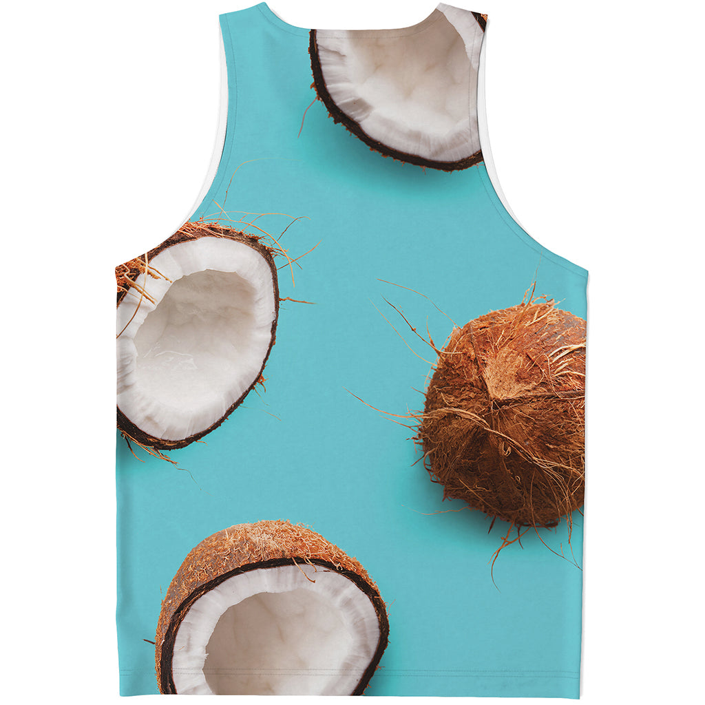 Blue Coconut Pattern Print Men's Tank Top