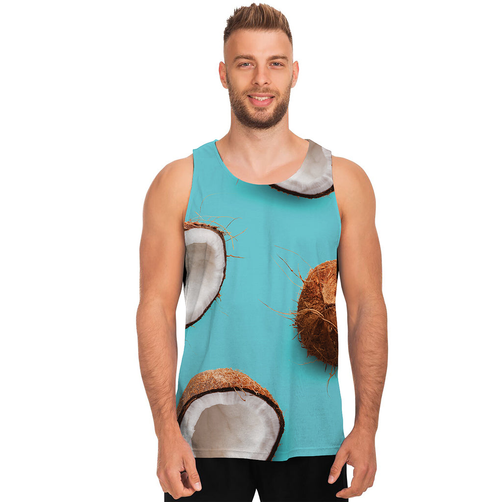 Blue Coconut Pattern Print Men's Tank Top