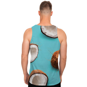 Blue Coconut Pattern Print Men's Tank Top