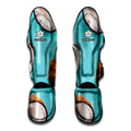 Blue Coconut Pattern Print Muay Thai Shin Guards