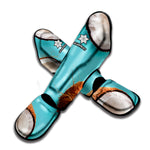 Blue Coconut Pattern Print Muay Thai Shin Guard