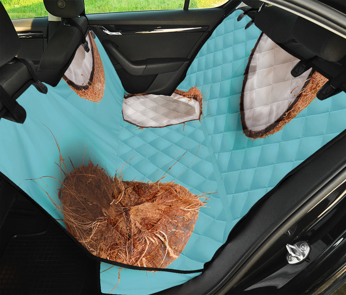 Blue Coconut Pattern Print Pet Car Back Seat Cover