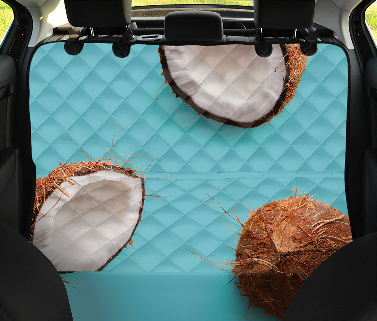 Blue Coconut Pattern Print Pet Car Back Seat Cover