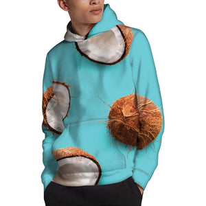 Blue Coconut Pattern Print Pullover Hoodie