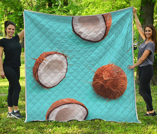 Blue Coconut Pattern Print Quilt