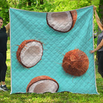 Blue Coconut Pattern Print Quilt