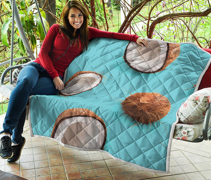 Blue Coconut Pattern Print Quilt