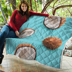 Blue Coconut Pattern Print Quilt