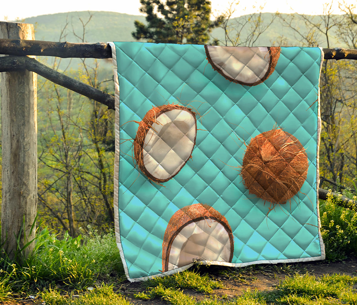 Blue Coconut Pattern Print Quilt