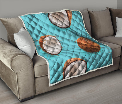 Blue Coconut Pattern Print Quilt