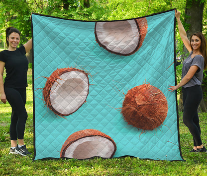 Blue Coconut Pattern Print Quilt