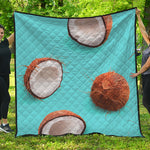 Blue Coconut Pattern Print Quilt