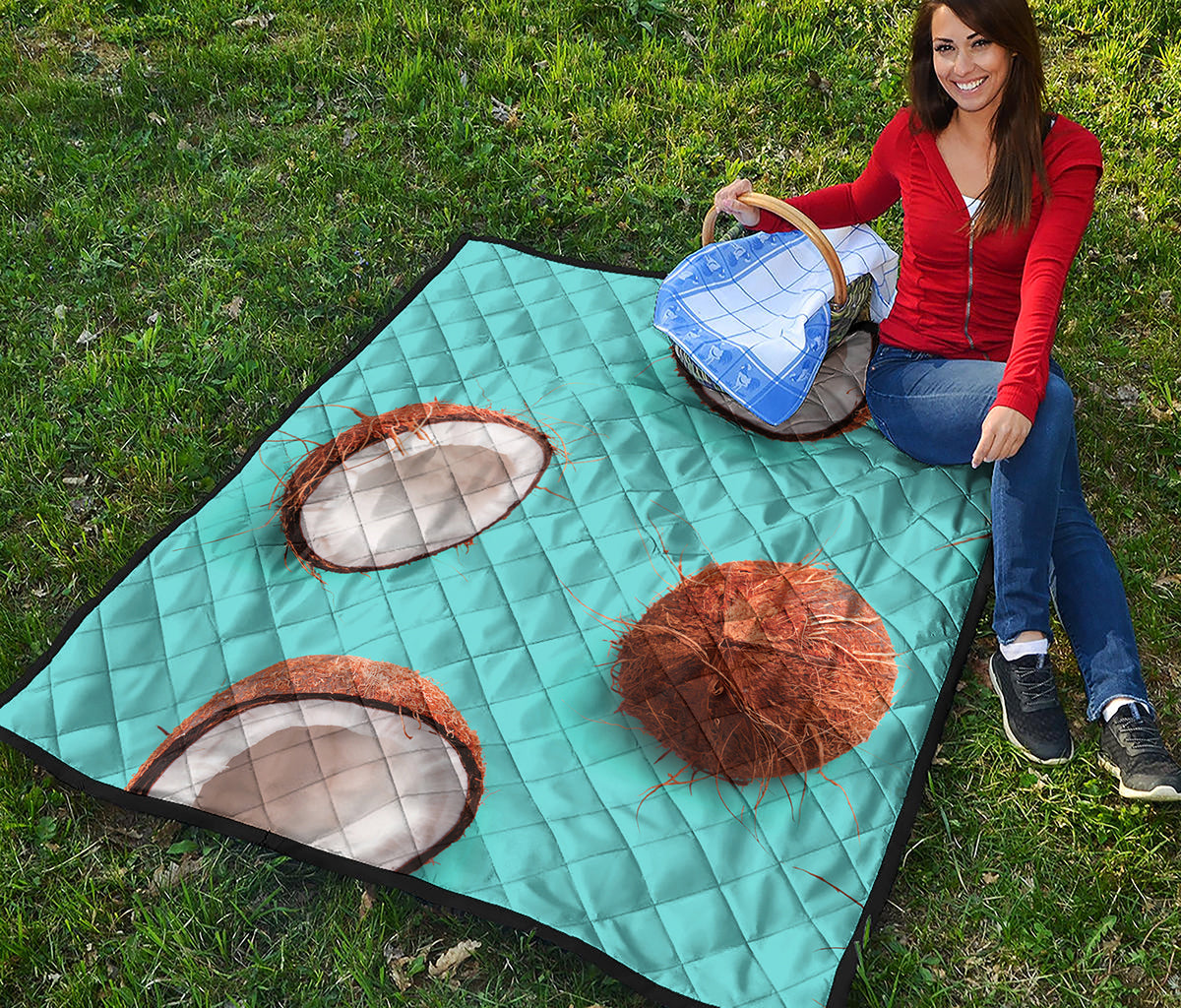 Blue Coconut Pattern Print Quilt