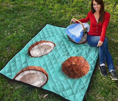 Blue Coconut Pattern Print Quilt