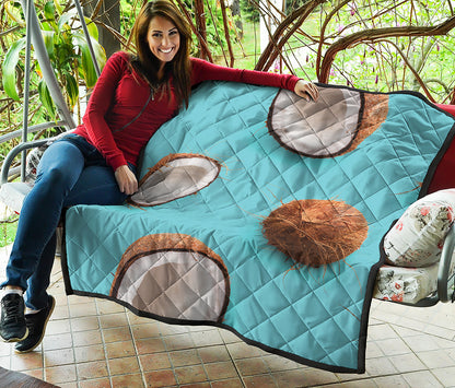 Blue Coconut Pattern Print Quilt