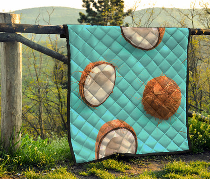 Blue Coconut Pattern Print Quilt