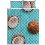 Blue Coconut Pattern Print Quilt Bed Set