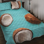 Blue Coconut Pattern Print Quilt Bed Set