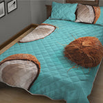 Blue Coconut Pattern Print Quilt Bed Set