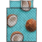Blue Coconut Pattern Print Quilt Bed Set