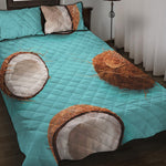 Blue Coconut Pattern Print Quilt Bed Set