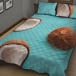 Blue Coconut Pattern Print Quilt Bed Set