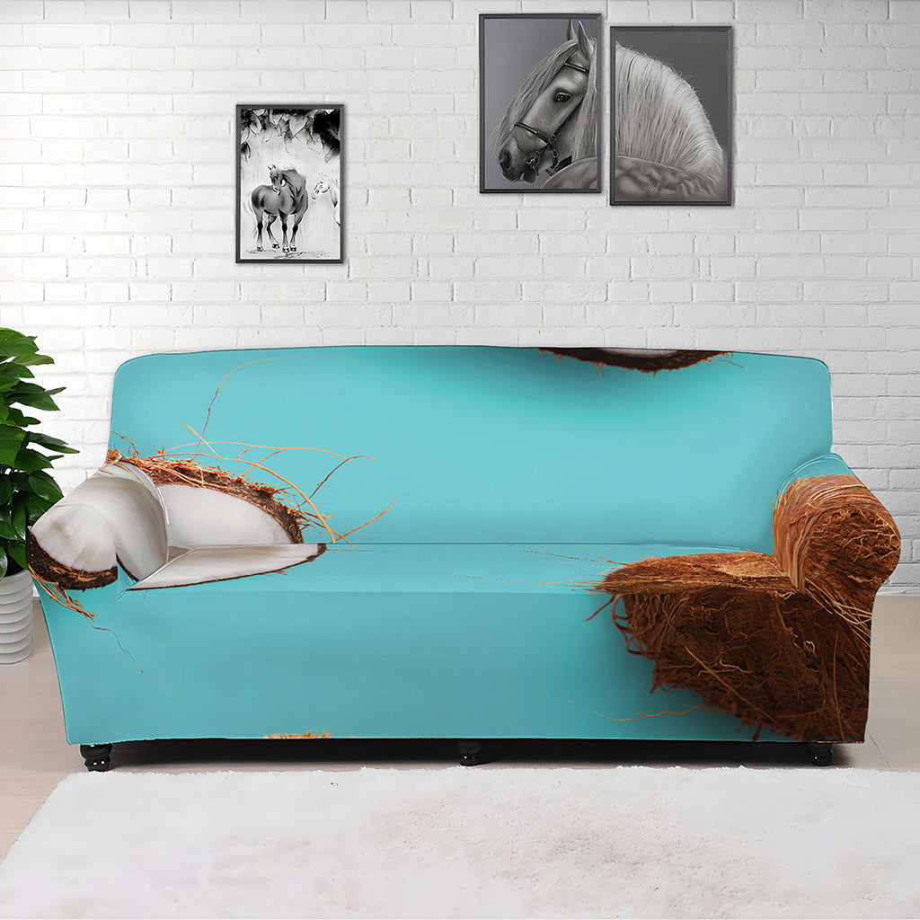 Blue Coconut Pattern Print Sofa Cover