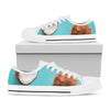 Blue Coconut Pattern Print White Low Top Shoes