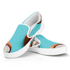 Blue Coconut Pattern Print White Slip On Shoes