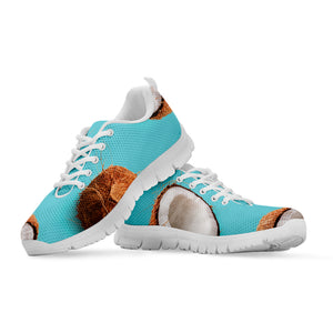 Blue Coconut Pattern Print White Sneakers