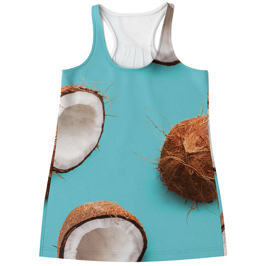Blue Coconut Pattern Print Women's Racerback Tank Top