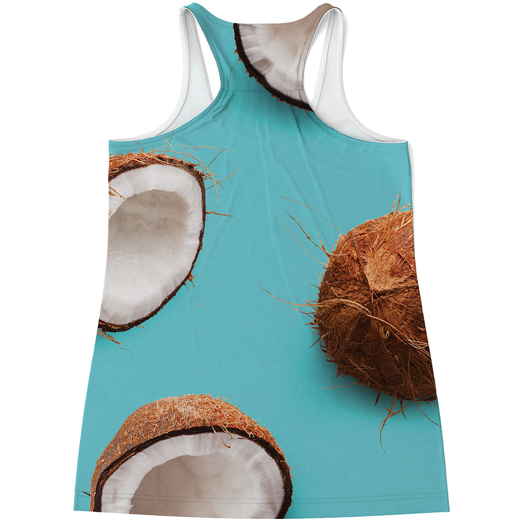 Blue Coconut Pattern Print Women's Racerback Tank Top
