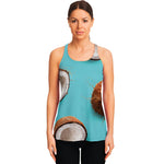 Blue Coconut Pattern Print Women's Racerback Tank Top