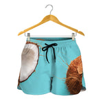 Blue Coconut Pattern Print Women's Shorts