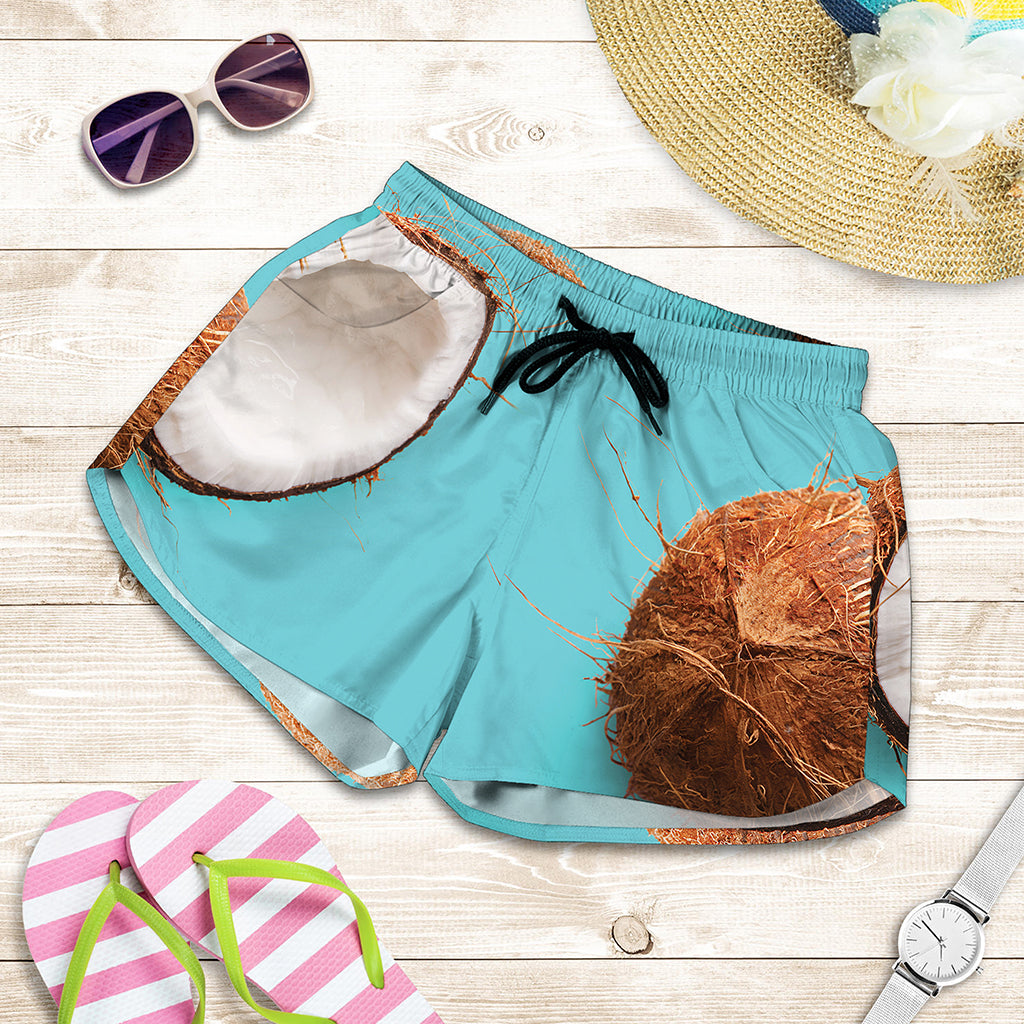 Blue Coconut Pattern Print Women's Shorts