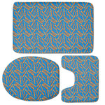 Blue Crispy Bacon Pattern Print 3 Piece Bath Mat Set