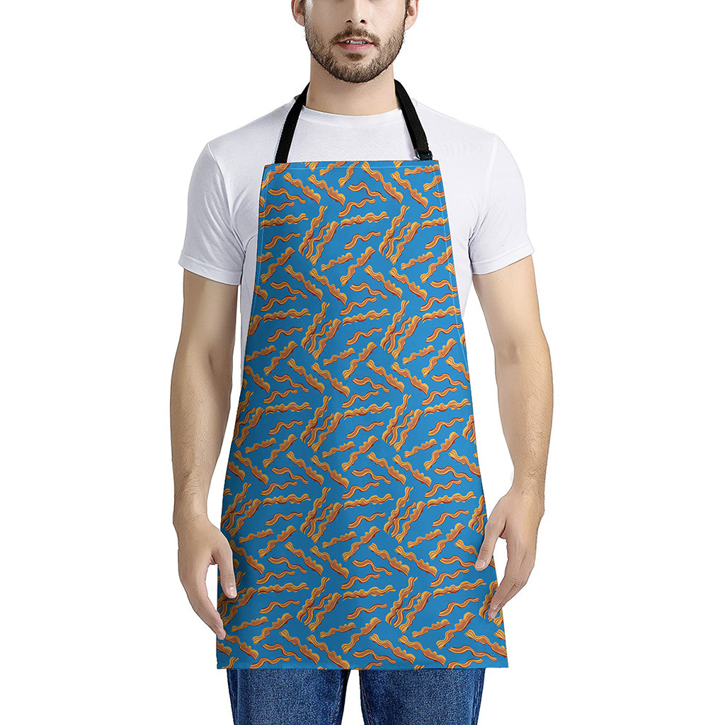 Blue Crispy Bacon Pattern Print Apron