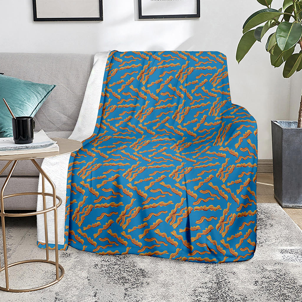 Blue Crispy Bacon Pattern Print Blanket