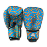 Blue Crispy Bacon Pattern Print Boxing Gloves