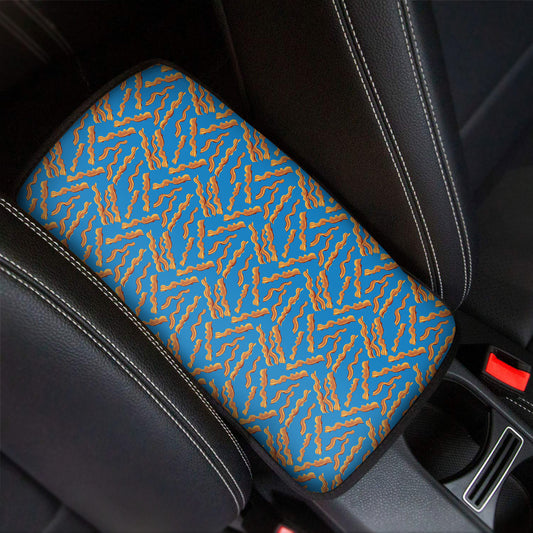 Blue Crispy Bacon Pattern Print Car Center Console Cover
