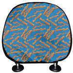 Blue Crispy Bacon Pattern Print Car Headrest Covers