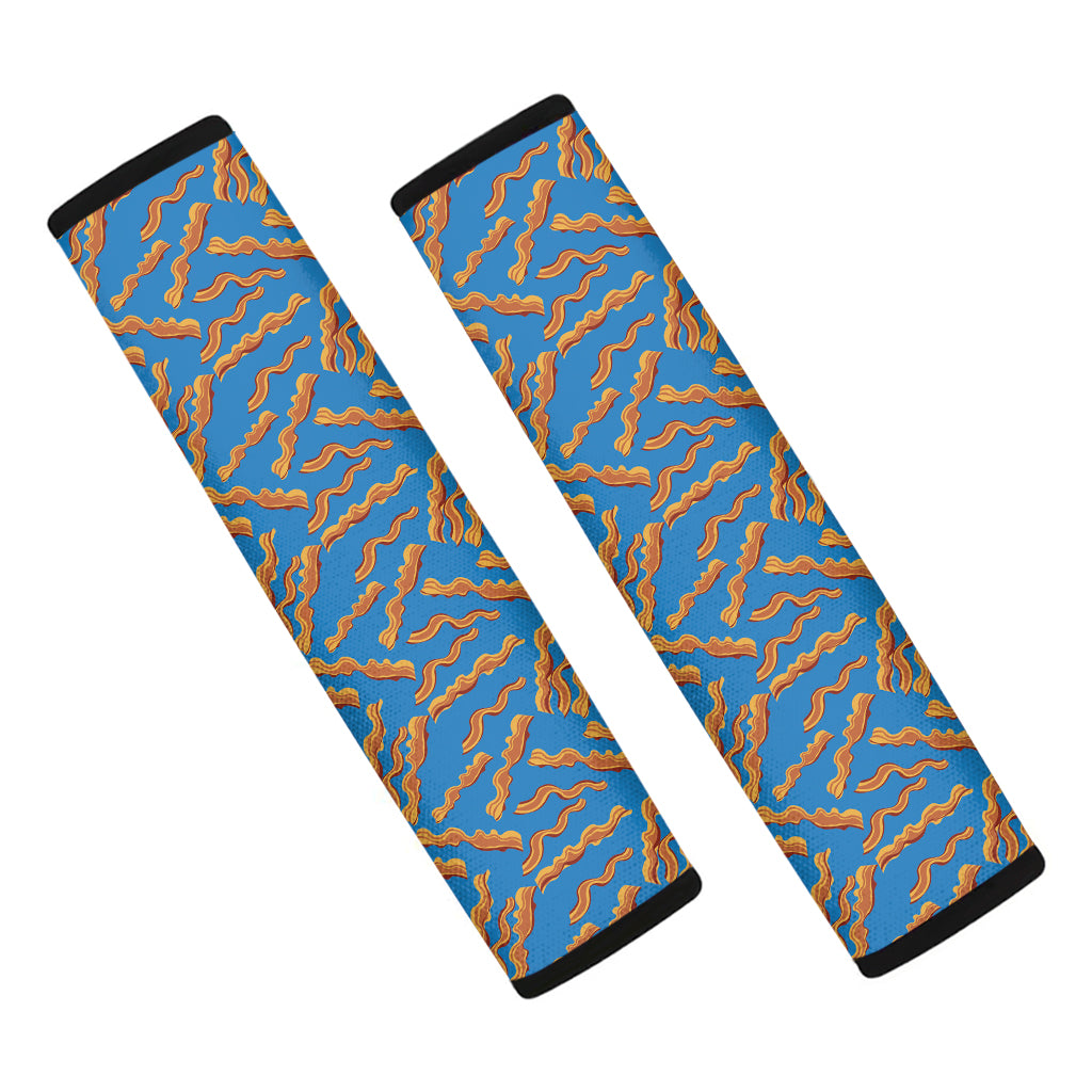 Blue Crispy Bacon Pattern Print Car Seat Belt Covers