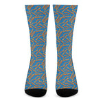 Blue Crispy Bacon Pattern Print Crew Socks