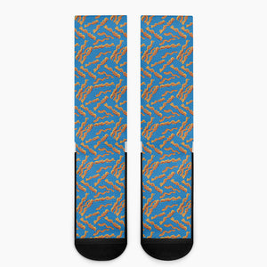 Blue Crispy Bacon Pattern Print Crew Socks