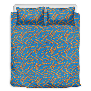 Blue Crispy Bacon Pattern Print Duvet Cover Bedding Set