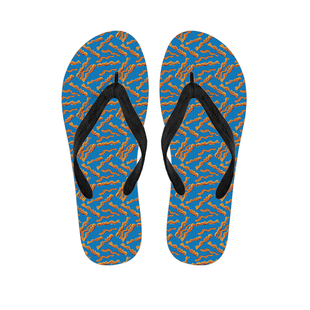 Blue Crispy Bacon Pattern Print Flip Flops
