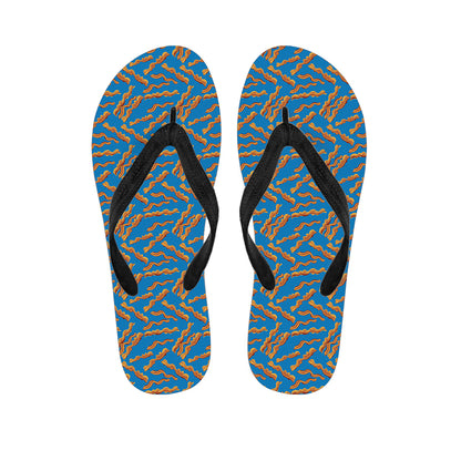 Blue Crispy Bacon Pattern Print Flip Flops