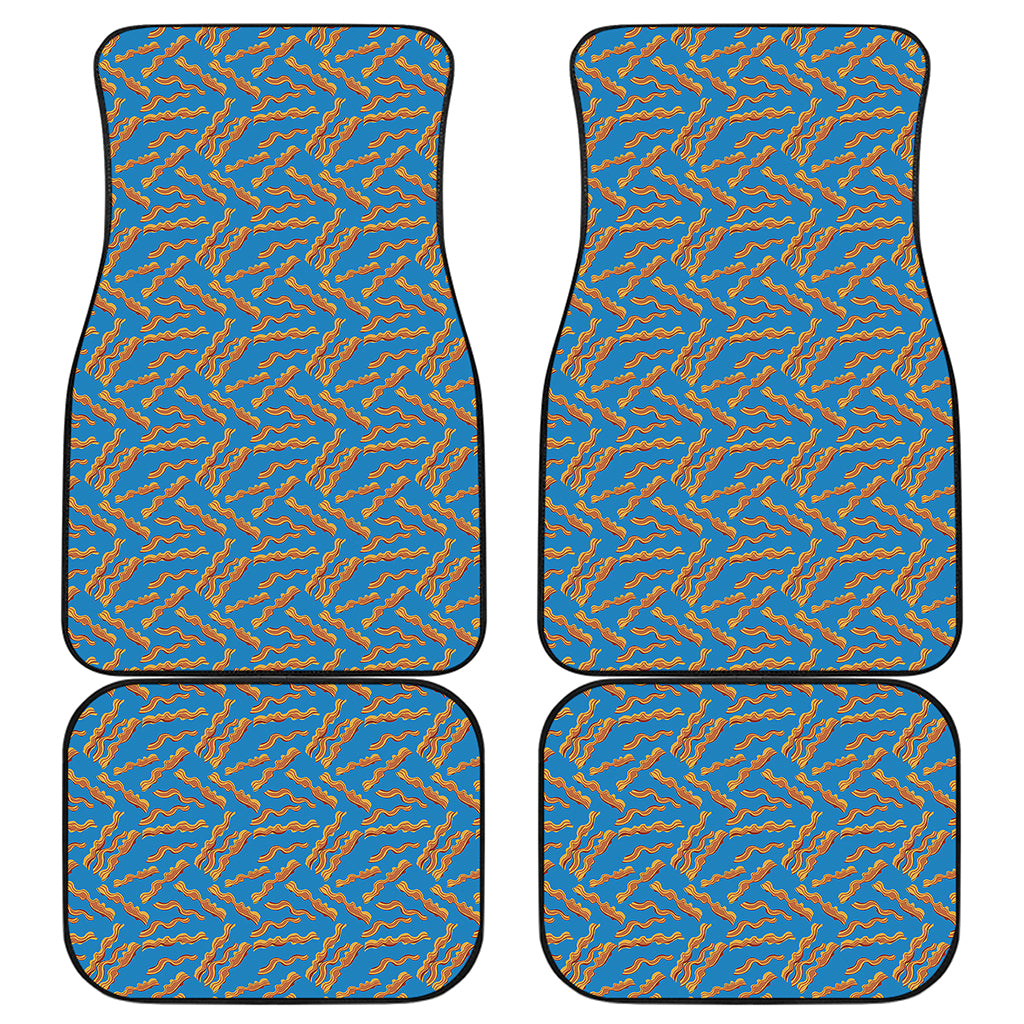 Blue Crispy Bacon Pattern Print Front and Back Car Floor Mats