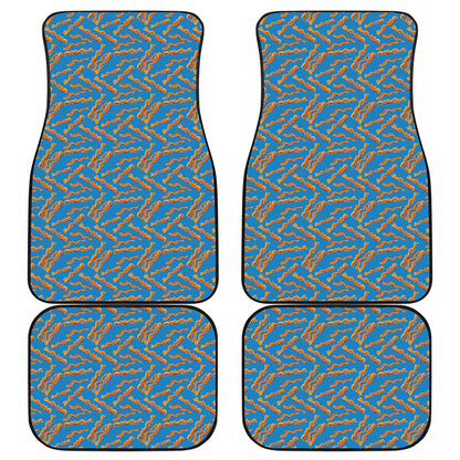Blue Crispy Bacon Pattern Print Front and Back Car Floor Mats
