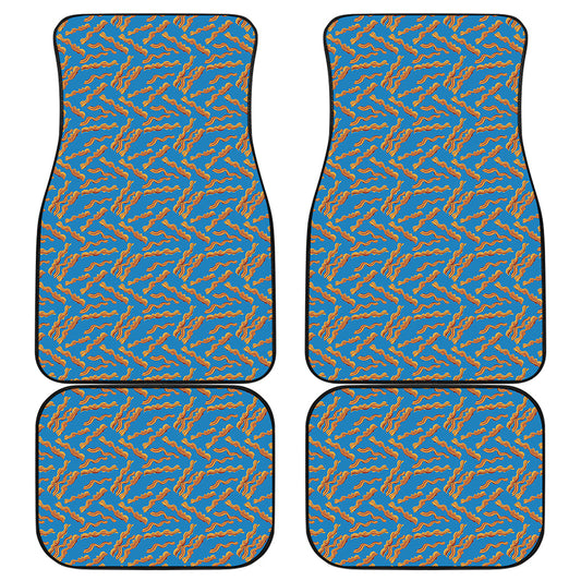 Blue Crispy Bacon Pattern Print Front and Back Car Floor Mats